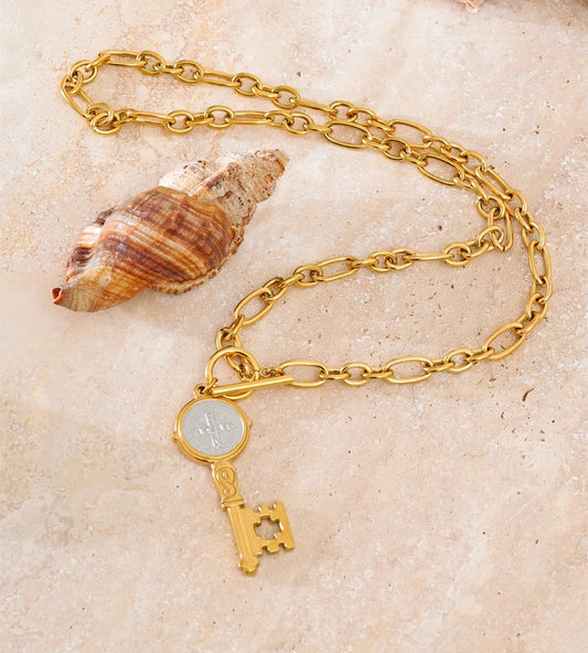 Double-sided lock pendant handmade necklace - product image