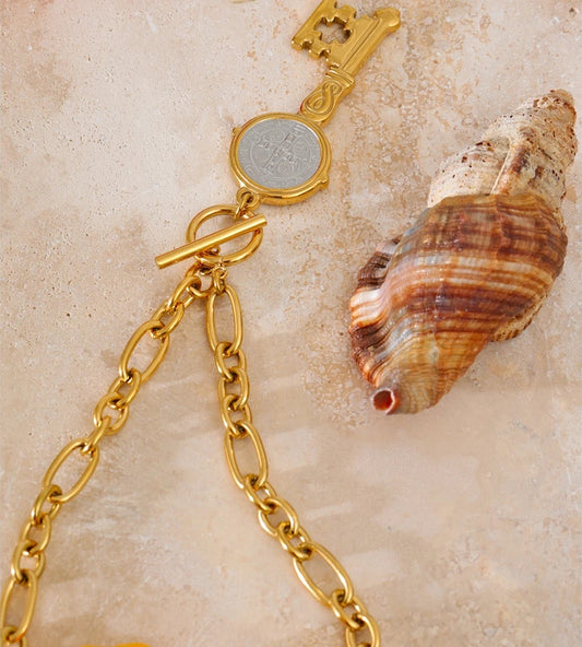 Double-sided lock pendant handmade necklace - product image