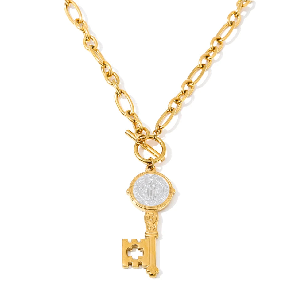Double-sided lock pendant handmade necklace - product image
