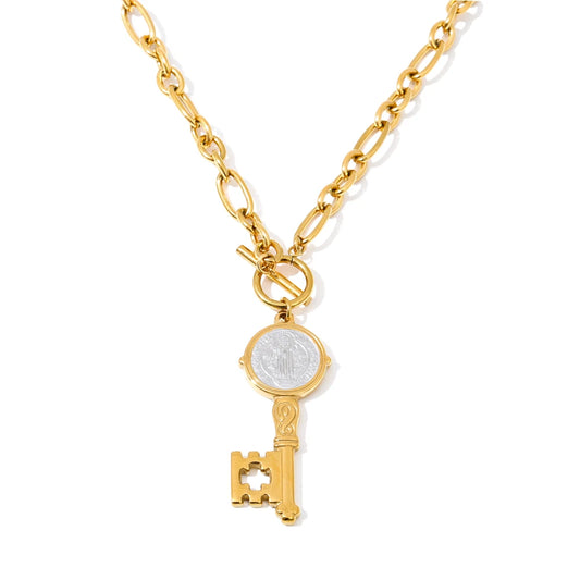Double-sided lock pendant handmade necklace - product image