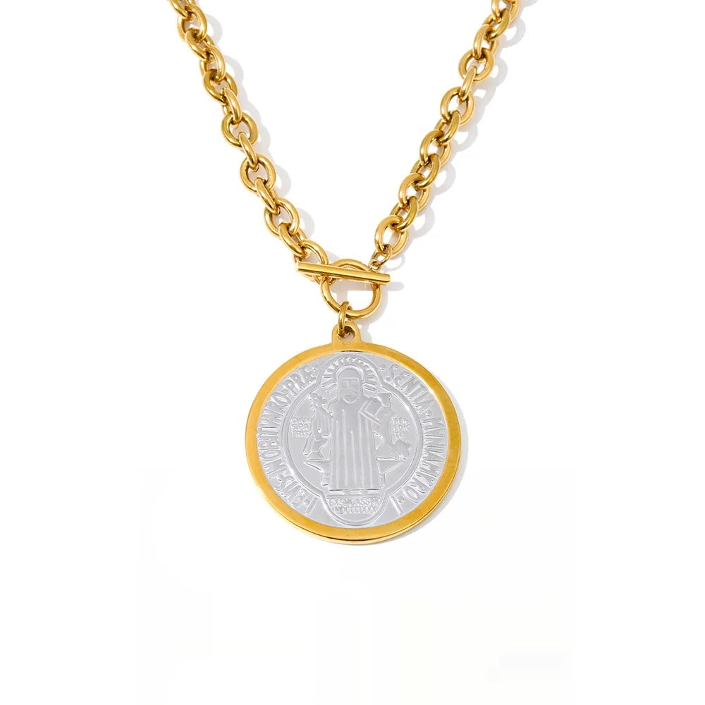 Double sided round pendant necklace - product image