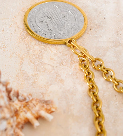 Double sided round pendant necklace - product image
