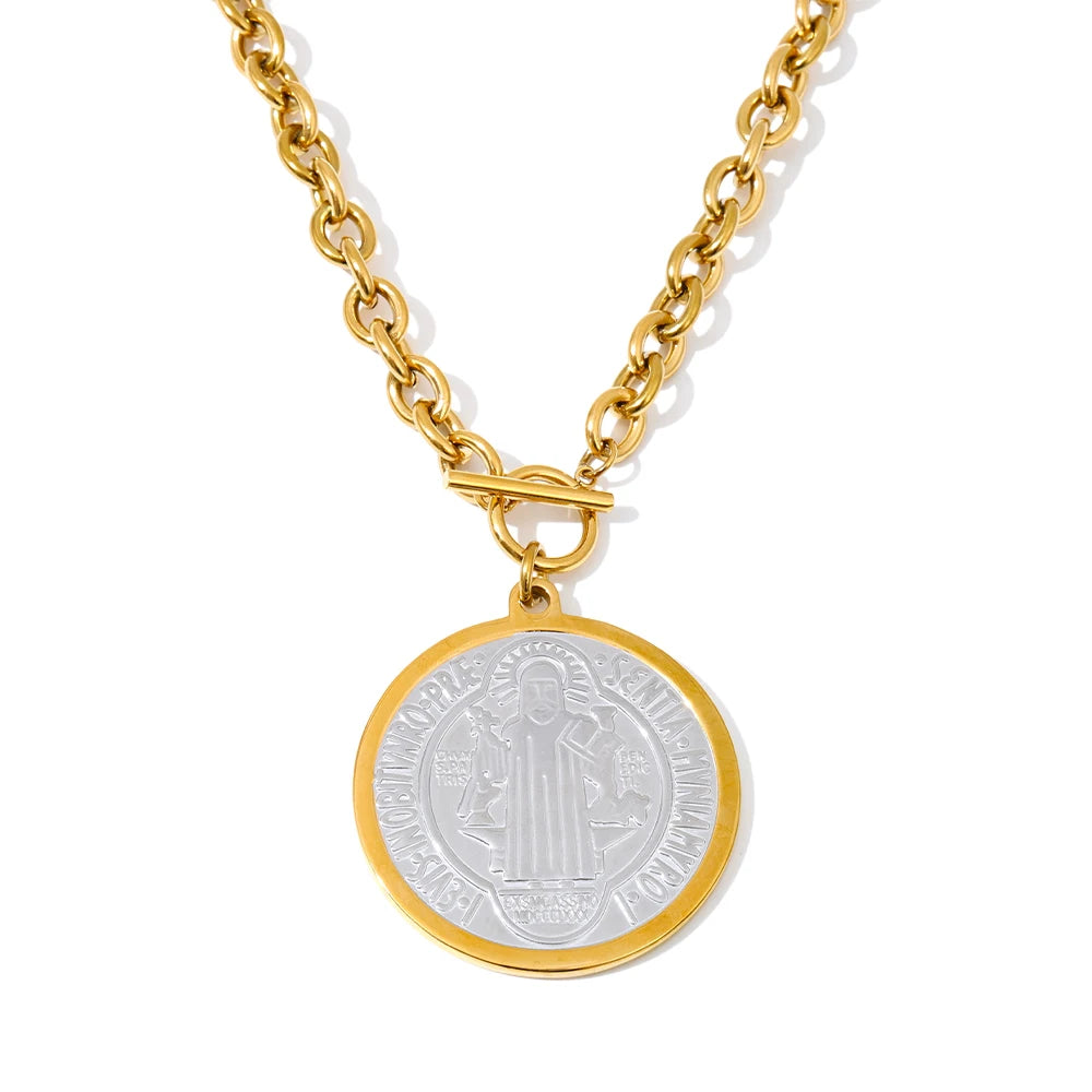 Double sided round pendant necklace - product image