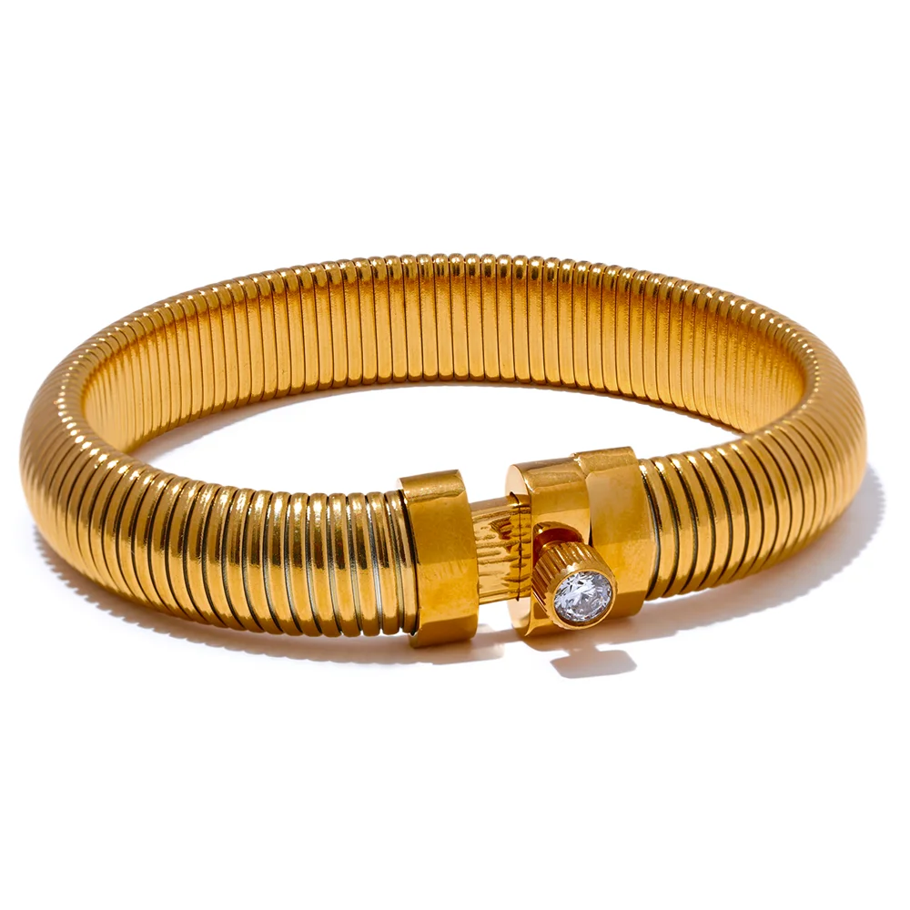 Elastic modern cz thick statement bracelet - product image