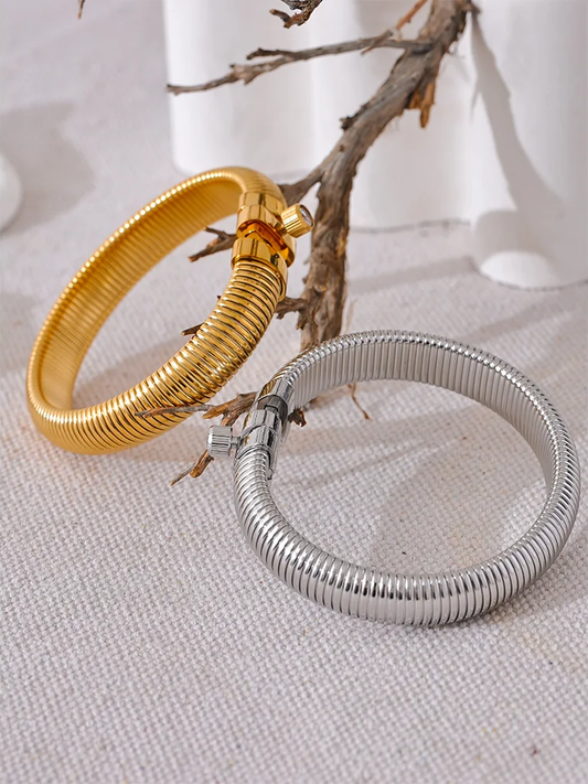 Elastic modern cz thick statement bracelet - product image