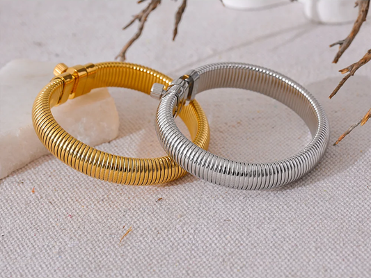 Elastic modern cz thick statement bracelet - product image