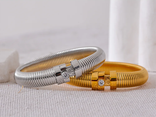 Elastic modern cz thick statement bracelet - product image
