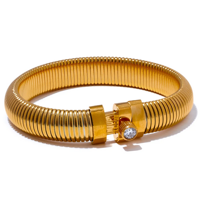 Elastic modern cz thick statement bracelet - product image
