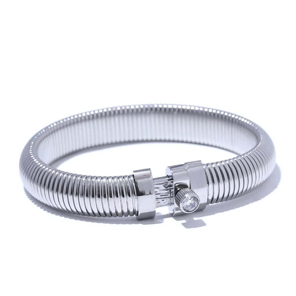 Elastic modern cz thick statement bracelet - product image