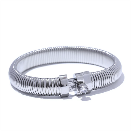 Elastic modern cz thick statement bracelet - product image
