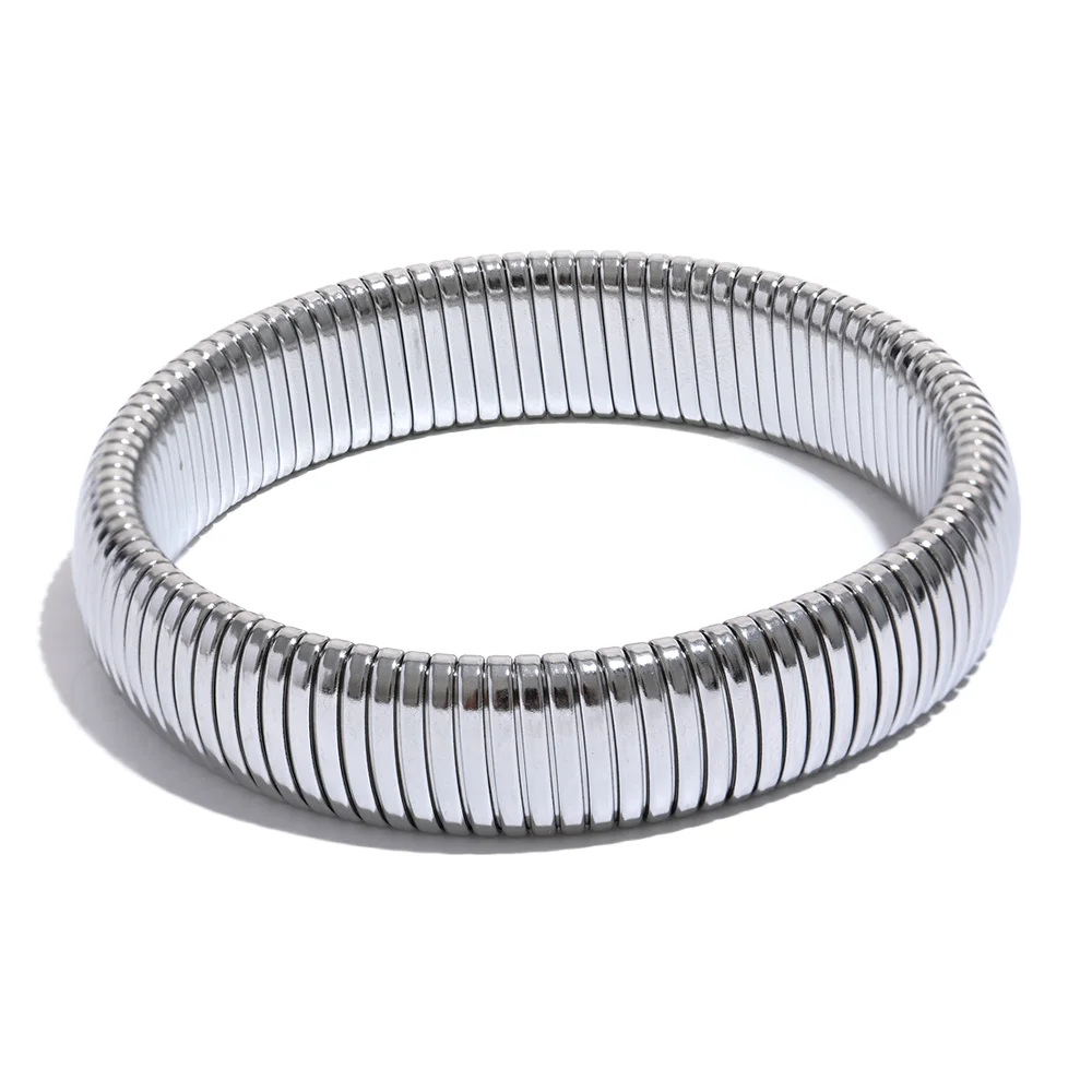 Elastic thick metal bangle bracelet unisex - product image