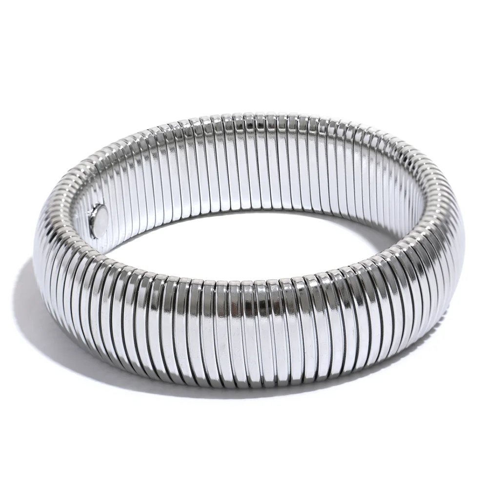 Elastic thick metal bangle bracelet unisex - product image