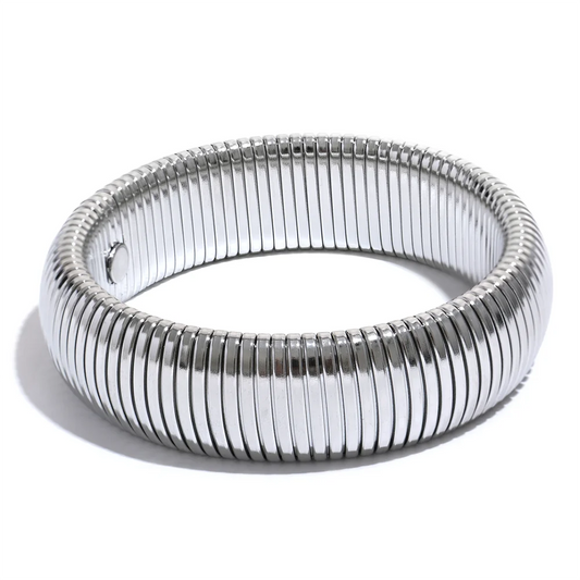 Elastic thick metal bangle bracelet unisex - product image