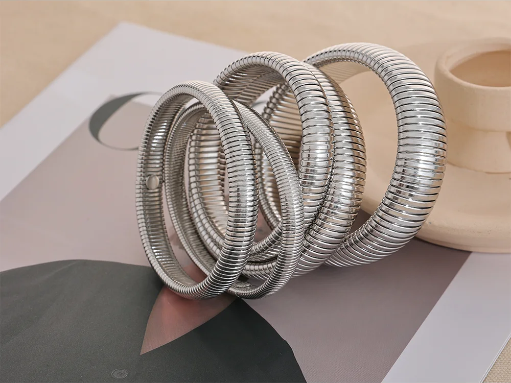 Elastic thick metal bangle bracelet unisex - product image
