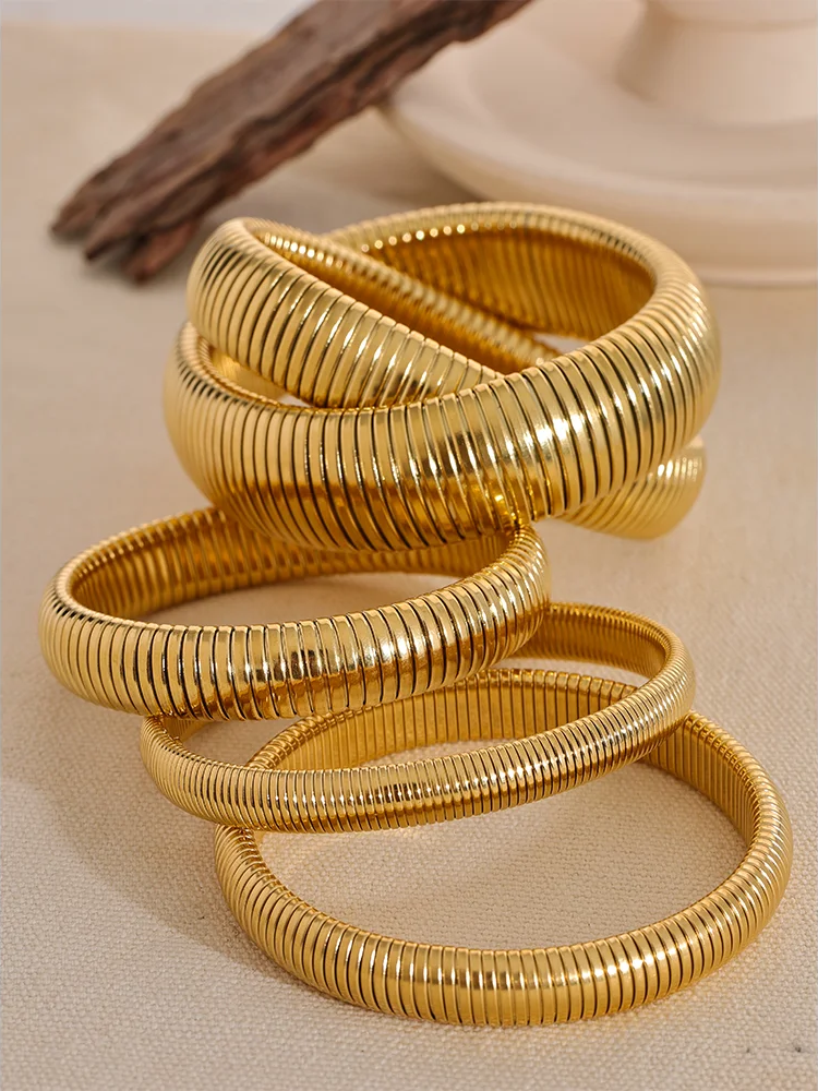 Elastic thick metal bangle bracelet unisex - product image