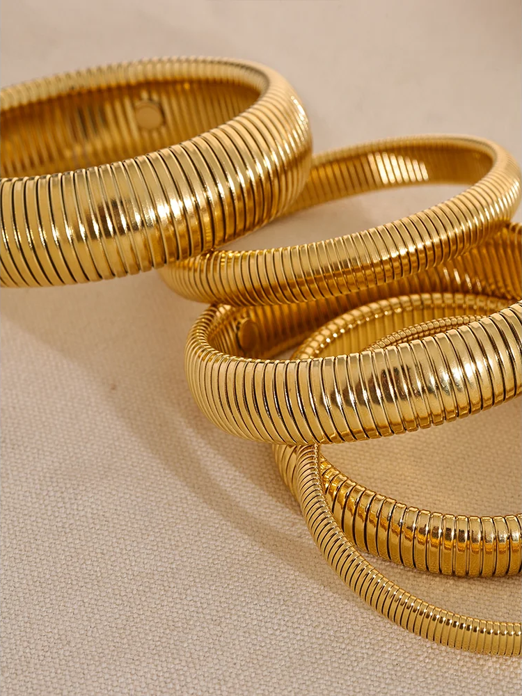 Elastic thick metal bangle bracelet unisex - product image