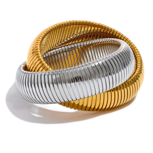 Elastic thick punk contemporary bangle bracelet - product image