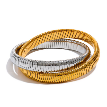 Elastic thick punk contemporary bangle bracelet - product image