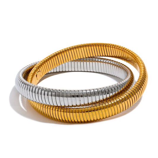 Elastic thick punk contemporary bangle bracelet - product image