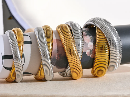 Elastic thick punk contemporary bangle bracelet - product image