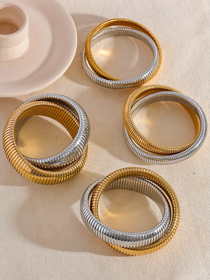 Elastic thick punk contemporary bangle bracelet - product image