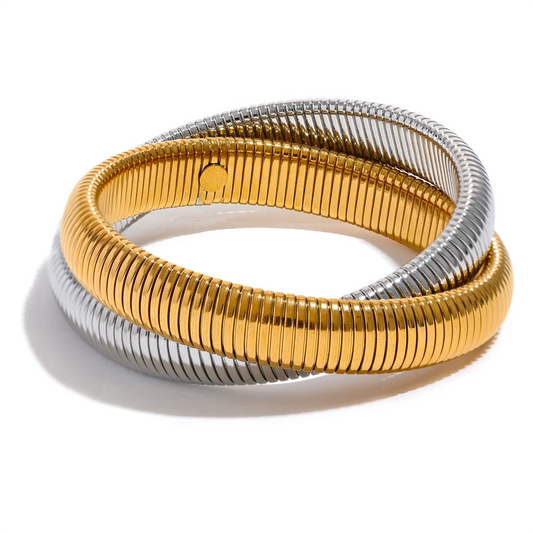 Elastic thick punk contemporary bangle bracelet - product image