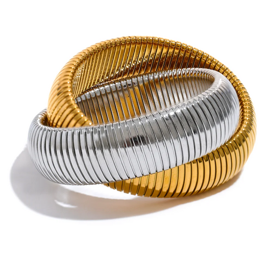 Elastic thick punk contemporary bangle bracelet - product image