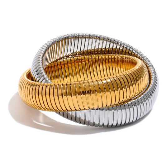 Elastic thick punk contemporary bangle bracelet - product image