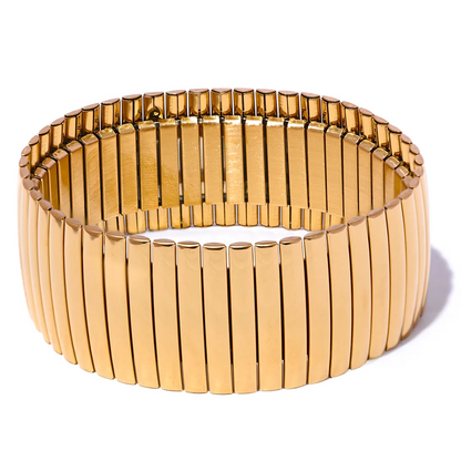 Elastic wide metal statement bracelet bangle - product image