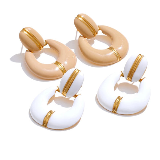 Enamel contemporary drop classic statement earrings - product image