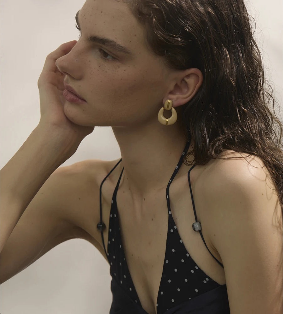 Enamel contemporary drop classic statement earrings - product image