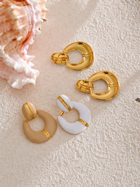 Enamel contemporary drop classic statement earrings - product image