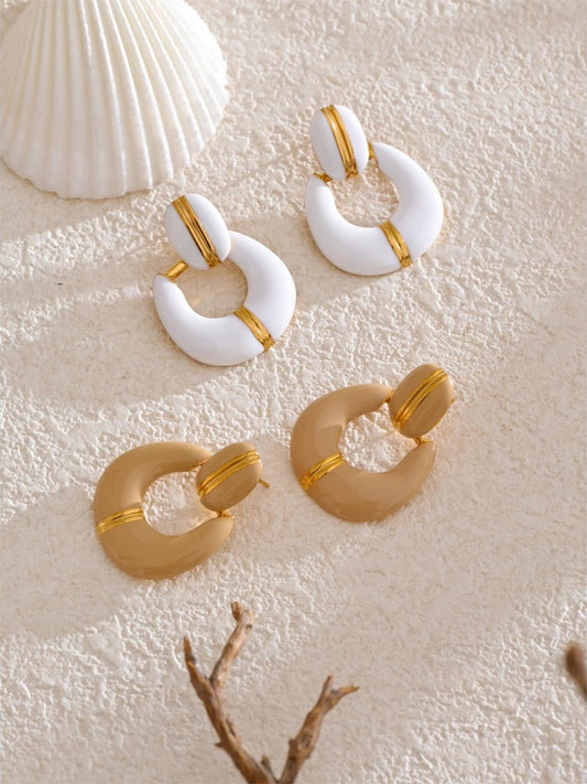 Enamel contemporary drop classic statement earrings - product image