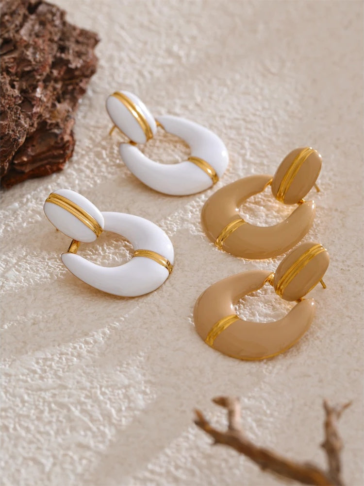 Enamel contemporary drop classic statement earrings - product image