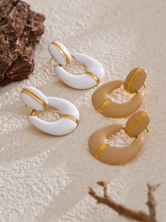 Enamel contemporary drop classic statement earrings - product image