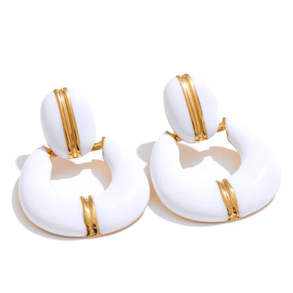 Enamel contemporary drop classic statement earrings - product image