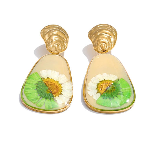 Enamel flower daily drop contemporary earrings - product image
