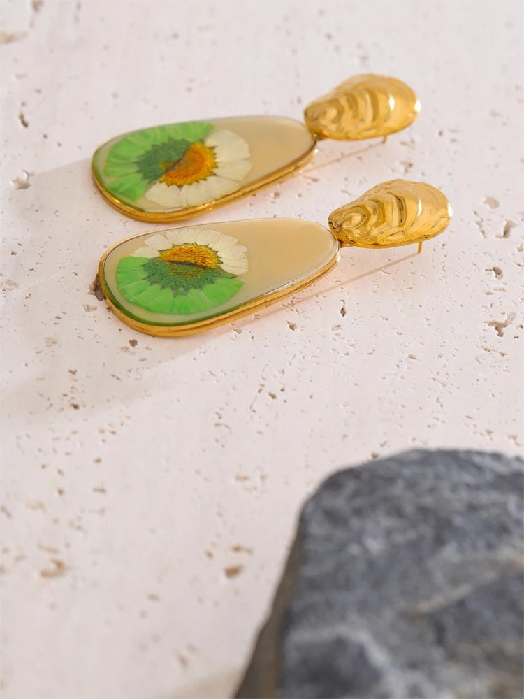 Enamel flower daily drop contemporary earrings - product image