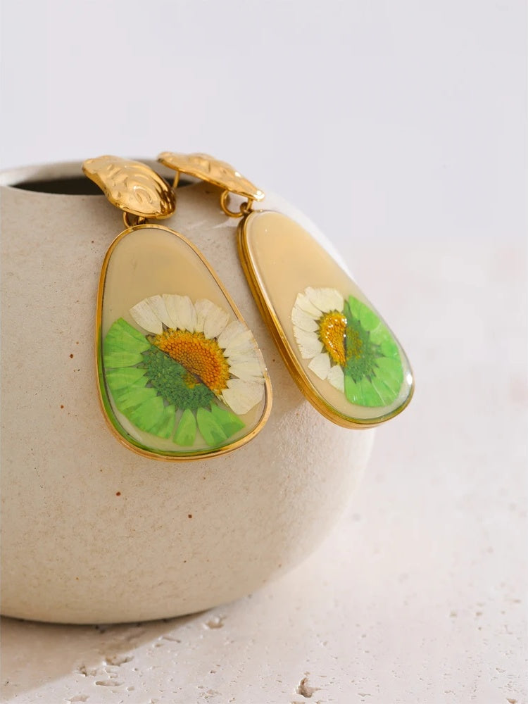 Enamel flower daily drop contemporary earrings - product image