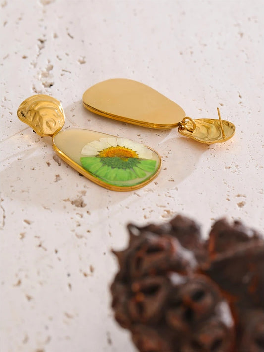Enamel flower daily drop contemporary earrings - product image