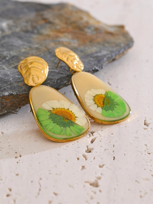 Enamel flower daily drop contemporary earrings - product image
