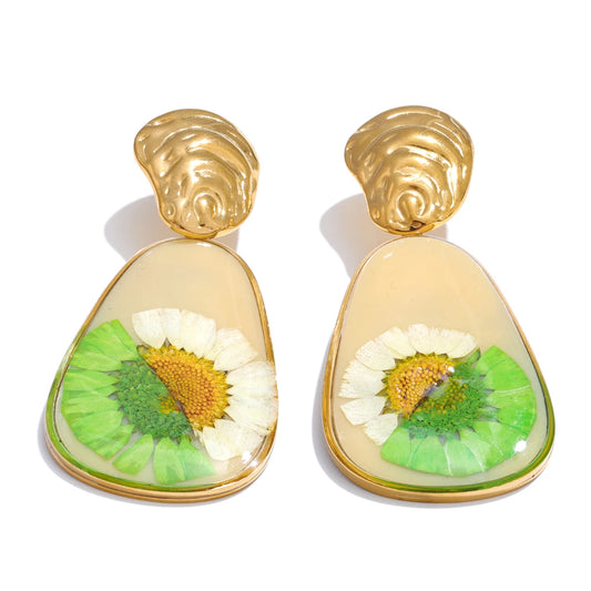 Enamel flower daily drop contemporary earrings - product image
