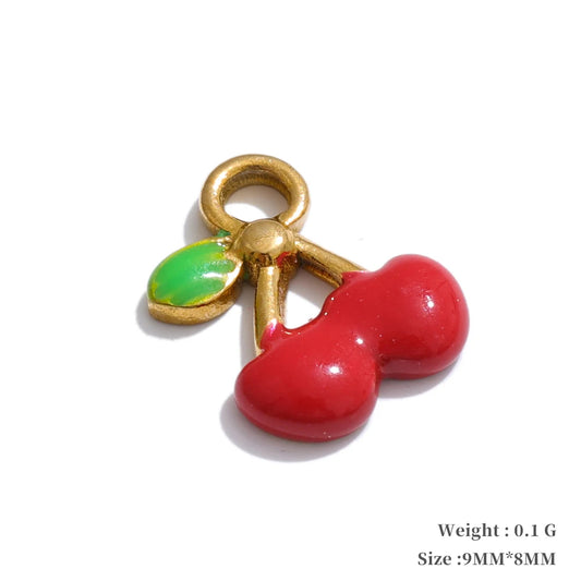 Enamel fruit cherry shell fish heart charms - product image