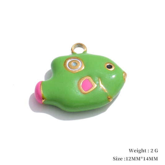 Enamel fruit cherry shell fish heart charms - product image