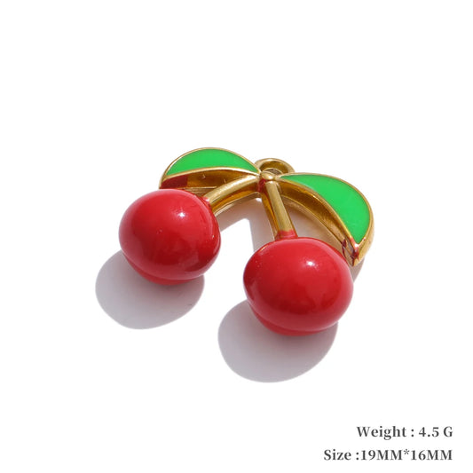 Enamel fruit cherry shell fish heart charms - product image