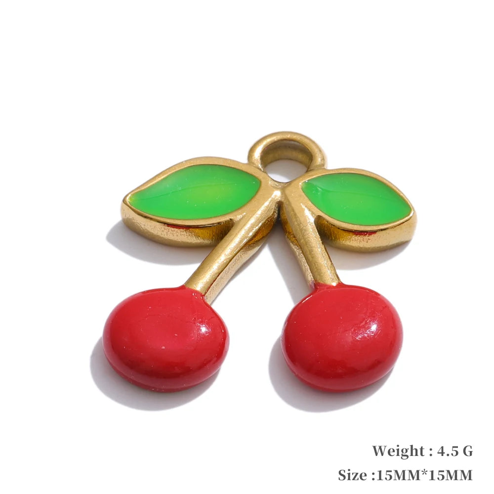 Enamel fruit cherry shell fish heart charms - product image