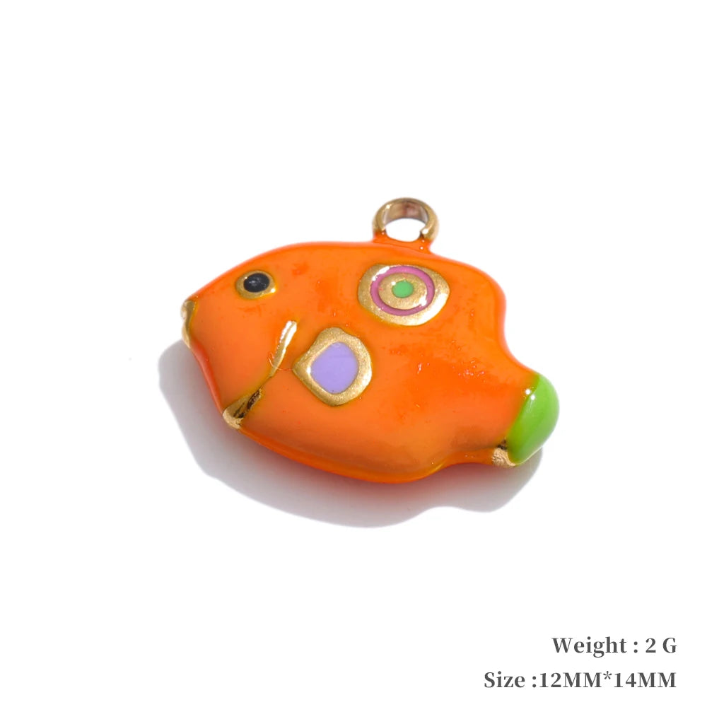 Enamel fruit cherry shell fish heart charms - product image