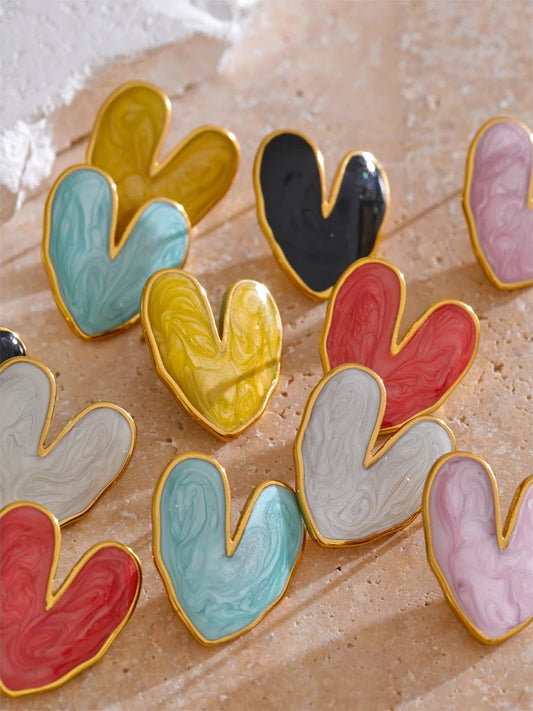 Enamel heart colorful fashion daily ring - product image