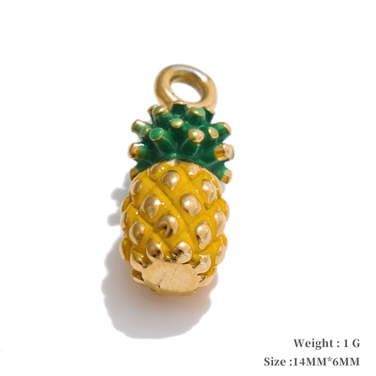 Enamel lemon strawberry heart flower charms - product image