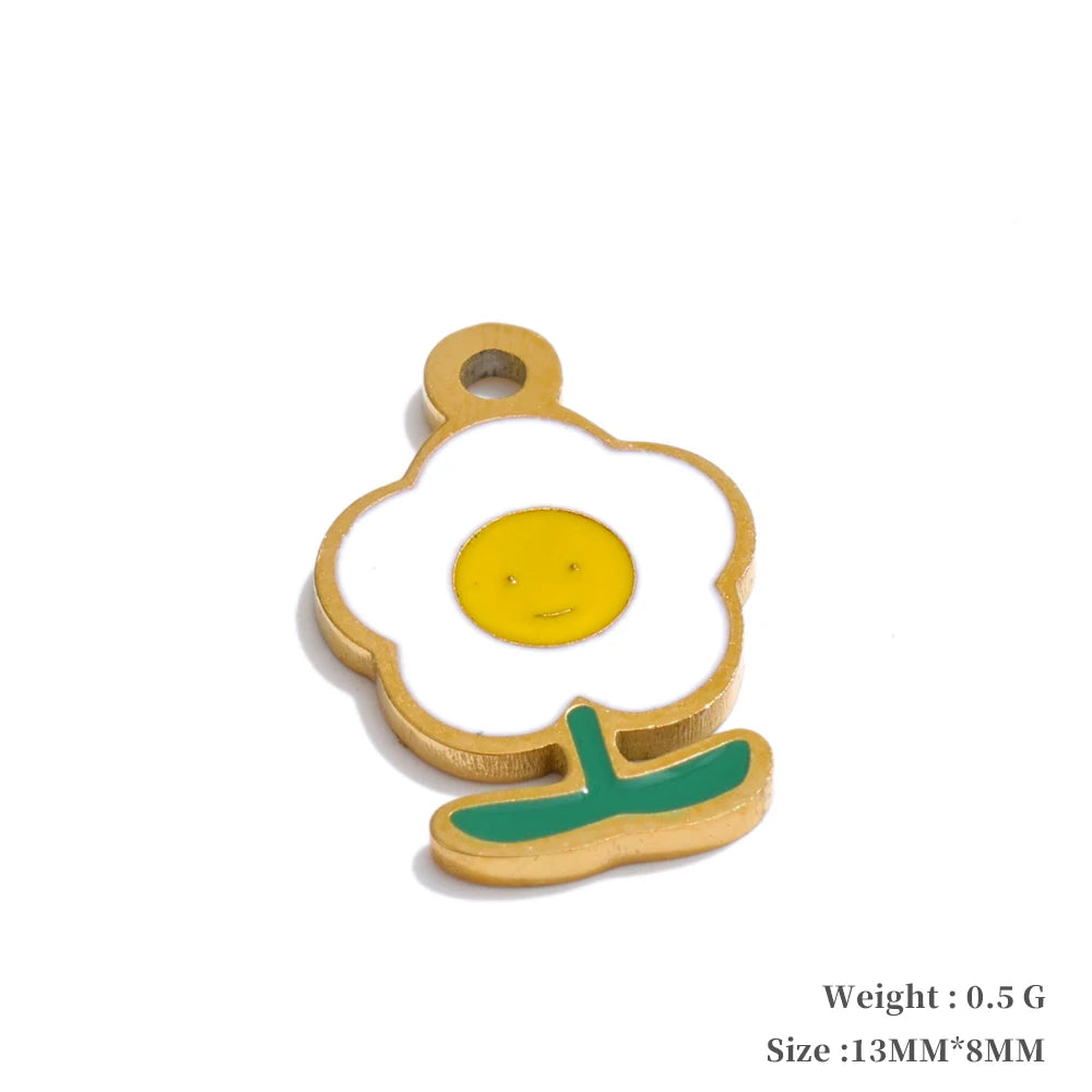 Enamel lemon strawberry heart flower charms - product image